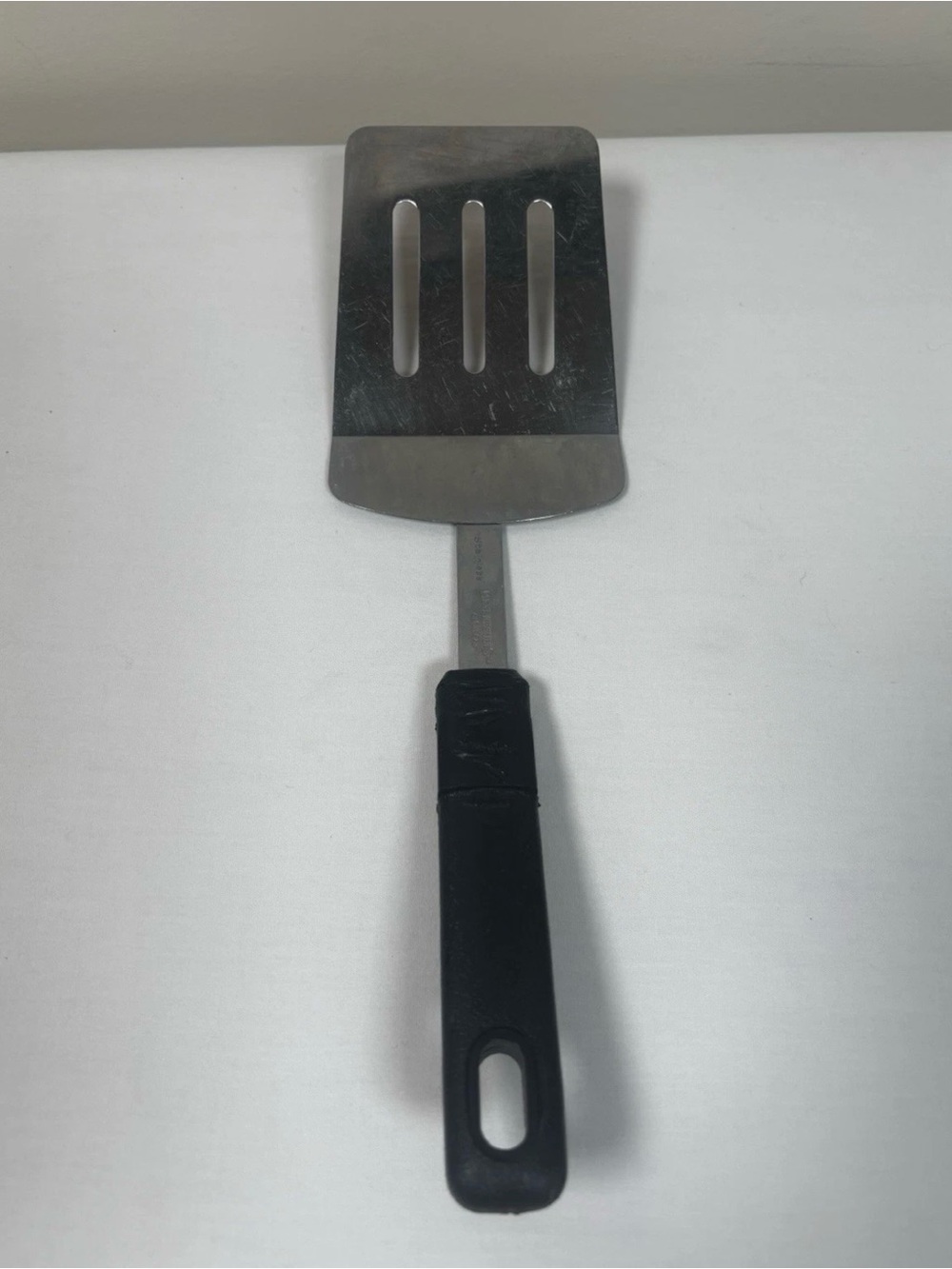 Vintage ECKO Best Results Slotted Spatula Stainless Steel with Black Handle